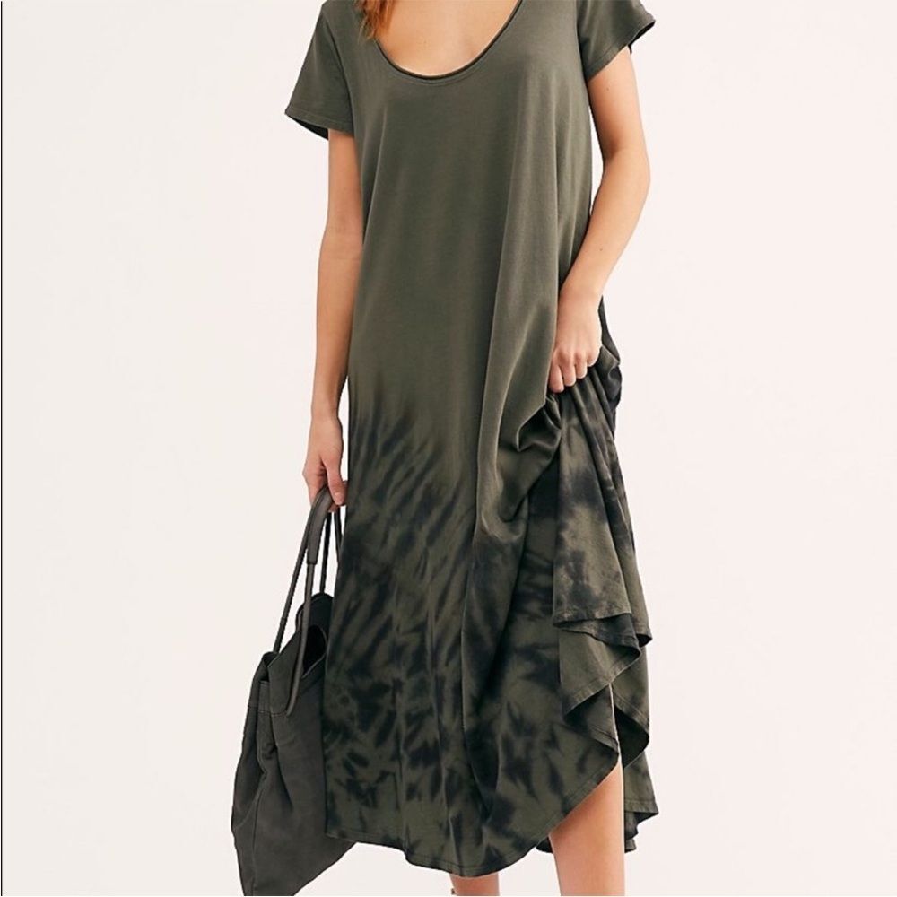 We the free to the max xs green & black maxi dress